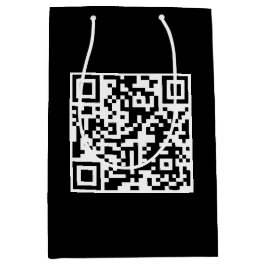 QR-Code für den Geburtstag auf schwarz Mittlere Geschenktüte