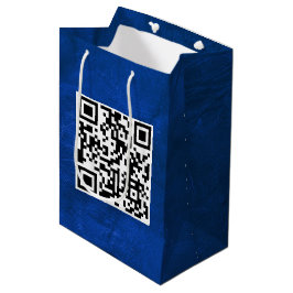 QR-Code für den Geburtstag von blauem Leder Mittlere Geschenktüte