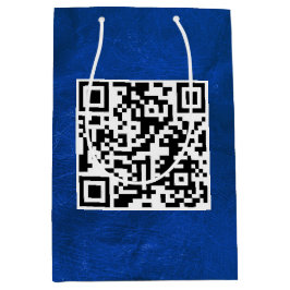 QR-Code für den Geburtstag von blauem Leder Mittlere Geschenktüte