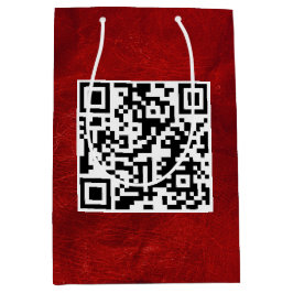 QR-Code für den Geburtstag von Rotem Leder Mittlere Geschenktüte