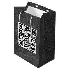 QR-Code für den Geburtstag von schwarzem Leder Mittlere Geschenktüte