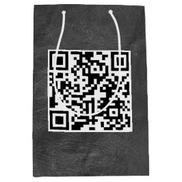 QR-Code für den Geburtstag von schwarzem Leder Mittlere Geschenktüte