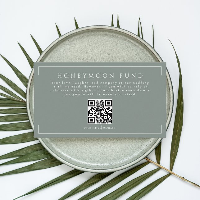 QR-Code für den Minimal Sage Green Wedding Honeymo Begleitkarte (Von Creator hochgeladen)