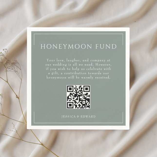 QR-Code für den Minimal Sage Green Wedding Honeymo Serviette (Von Creator hochgeladen)