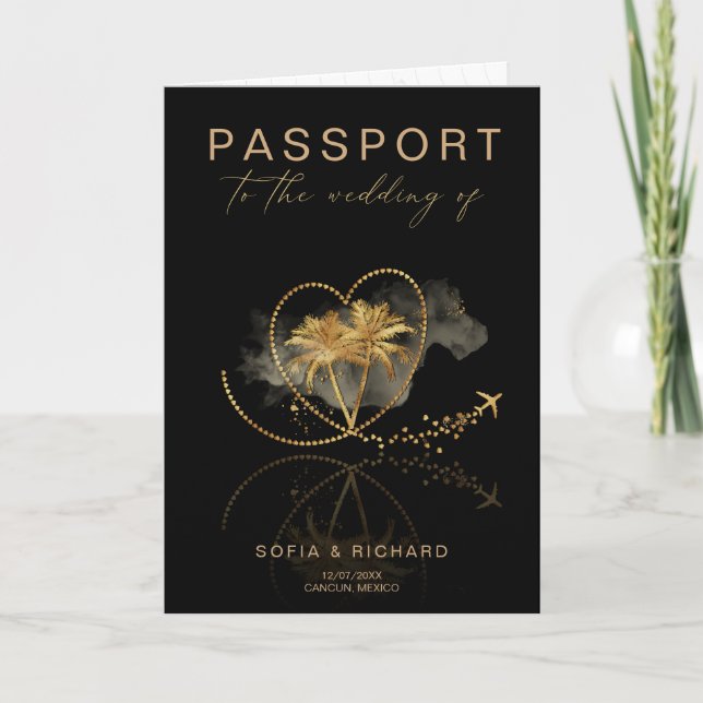 QR-Code für den Pass für tropische Hochzeiten in U Einladung (Vorderseite)