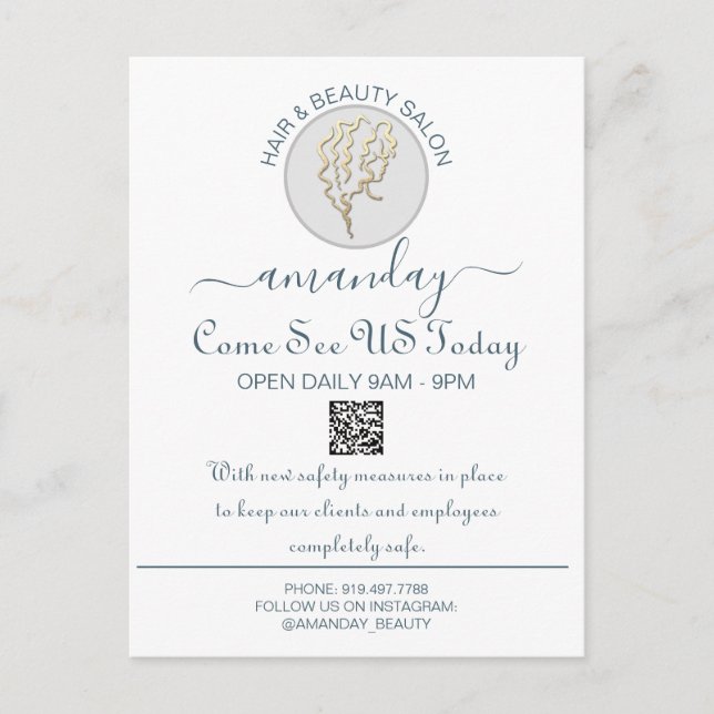 QR-Code für den Werbefilm Safe-Logo-Friseur Ankündigungspostkarte (Vorderseite)