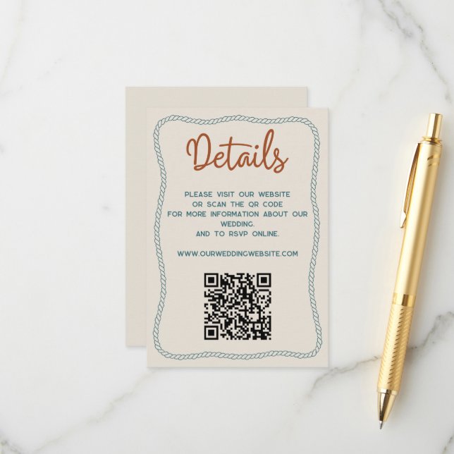 QR-Code für die Details einer westlichen rustikale Begleitkarte (Vorderseite/Rückseite Beispiel)