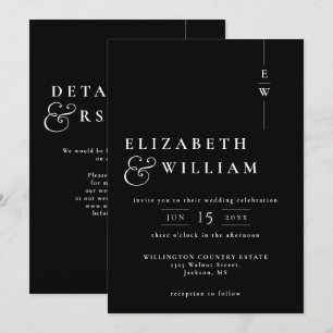 QR-Code für die Hochzeit von Schwarzweiß-Monogramm Einladung