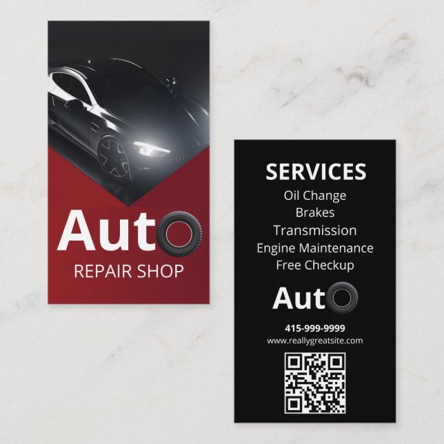 QR-Code für die Reparatur von Auto Visitenkarte (Vorne/Hinten)