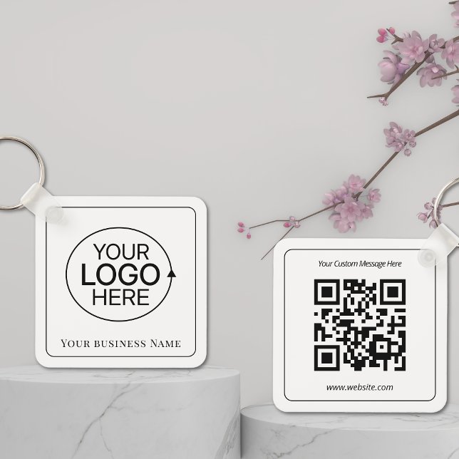 QR-Code für einfache Minimalistische Firmenwerbung Schlüsselanhänger (Simple Minimalist Company Promotional Logo QR code Keychain)
