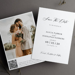 QR-Code für elegante Minimalistische Foto-Hochzeit Save The Date