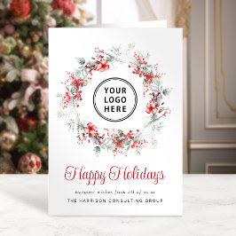 QR-Code für elegantes Wreath Business Logo Weihnac Feiertagskarte