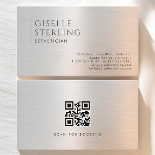 QR-Code für Esthetiker auf gebürstetem Metall Visitenkarte