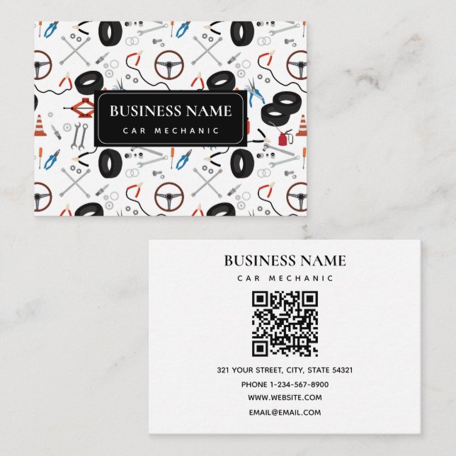 QR-Code für Fahrzeugmechanik Visitenkarte (Vorne/Hinten)
