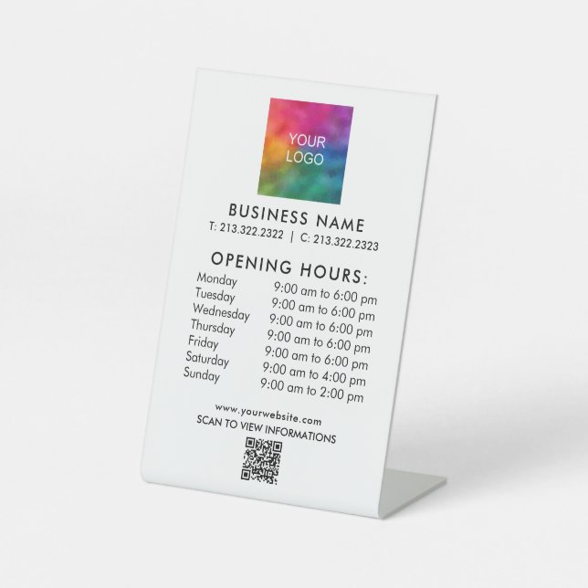 QR-Code für Firmenöffnungszeiten Sockelschild (Vorderseite)