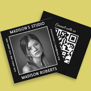 QR-Code für Fotografen benutzerdefinierte Foto sch Quadratische Visitenkarte