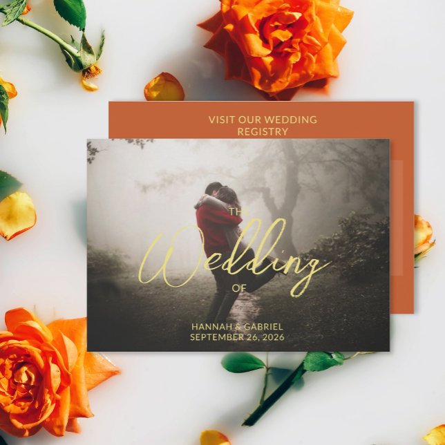 QR-Code für Fotohochzeiten hinzufügen Begleitkarte (The front and back of the Add Photo Wedding QR code enclosure card)