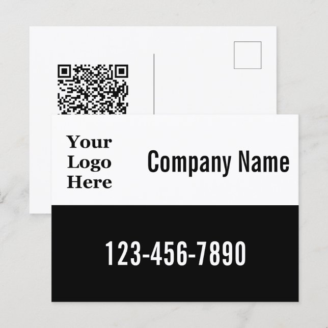 QR-Code für Geschäftsvorlagen und Ihr Logo hier Postkarte (Vorne/Hinten)