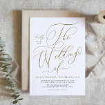 QR-Code für Goldkalligrafie Einladungspostkarte<br><div class="desc">Laden Sie Ihre Familie und Freunde zu Ihrem Hochzeitstag mit unserer individuell anpassbaren QR-Code Hochzeit Einladung Postkarte. Es enthält die Phrase "The Wedding Of" in einem whimsical Skript und integriert nahtlos einen personalisierten QR-Code für den einfachen Zugriff auf alle Details Ihres besonderen Tages. Der Code erlaubt es den Gästen, sofort...</div>