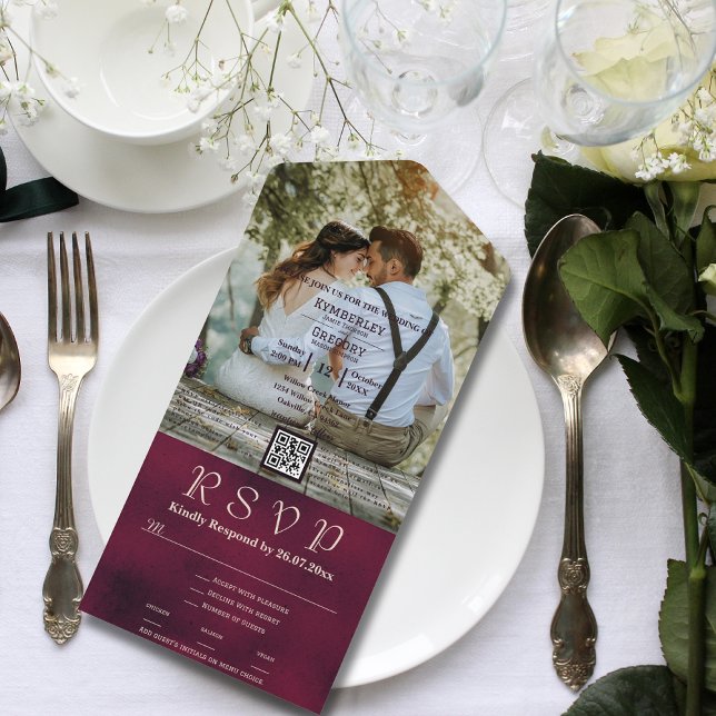 QR-Code für große Foto Burgundy Texture All In One Einladung (Von Creator hochgeladen)