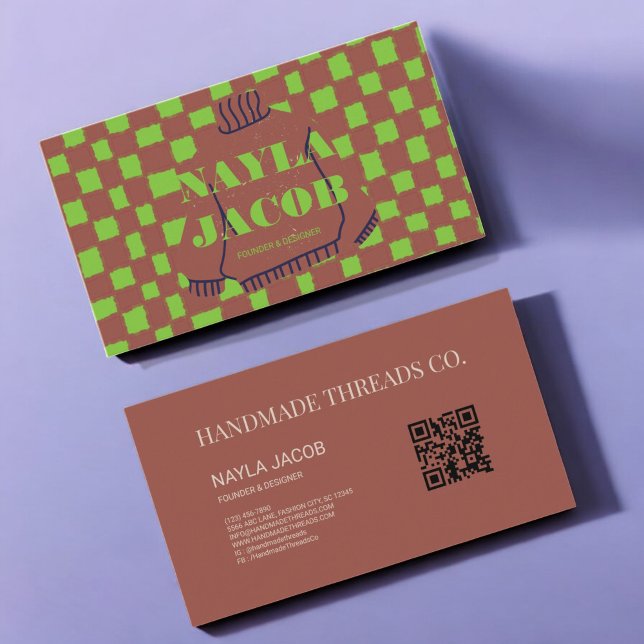 QR-Code für grünbraunes Prüfbrett Handmade Visitenkarte (Von Creator hochgeladen)