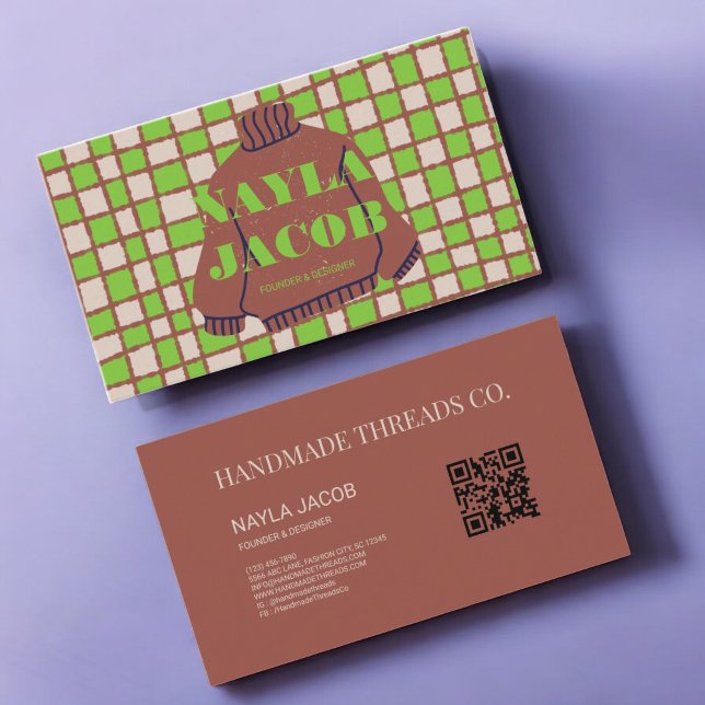 QR-Code für grünbraunes Prüfbrett Handmade Visitenkarte (Von Creator hochgeladen)