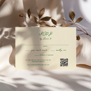 QR-Code für grüne, handgeschriebene Hochzeiten RSVP Karte