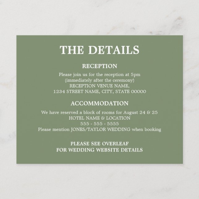 QR-Code für grüne Hochzeitsszenarien - Detailkarte Begleitkarte (Vorderseite)