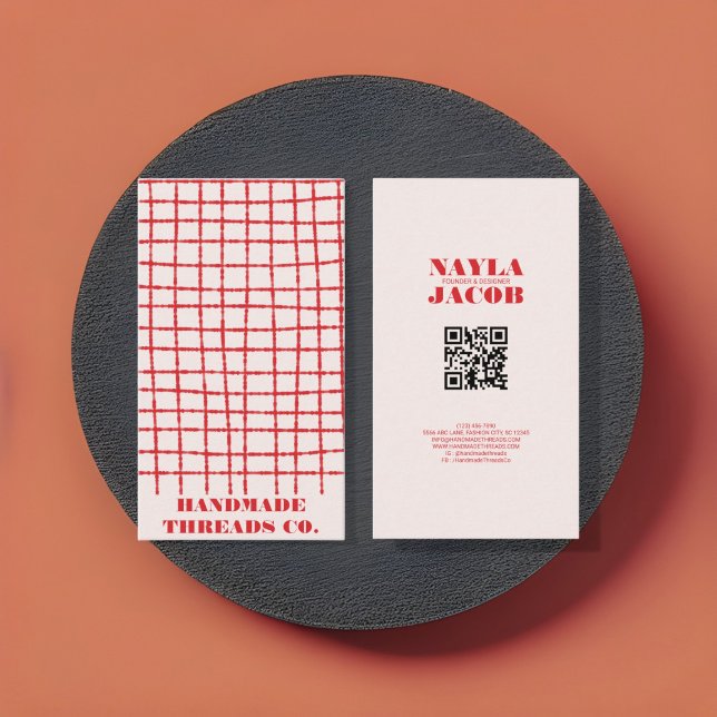 QR-Code für handgefertigte Karo in Rosa Visitenkarte (Von Creator hochgeladen)