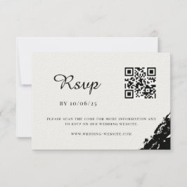 QR-Code für Hochzeiten mit schwarzer Wasserfarbe RSVP Karte