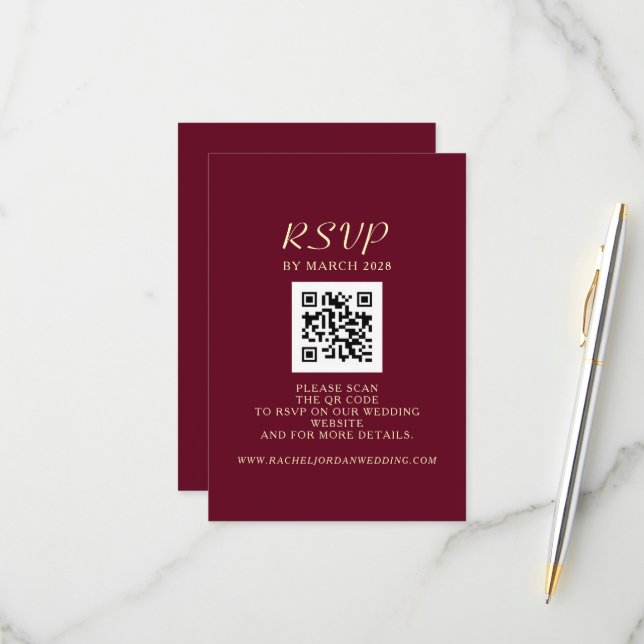 QR-Code für Hochzeiten RSVP Karte (Vorderseite/Rückseite Beispiel)