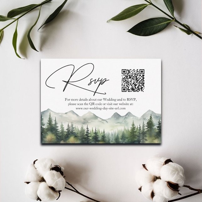QR-Code für Hochzeiten RSVP-Karte für Berge und Pi RSVP Karte (Von Creator hochgeladen)