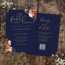 QR-Code für Hochzeiten von Navy Blue und Gold mit 