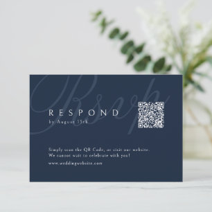 QR-Code für Hochzeiten von Navy Classic Elegance C RSVP Karte