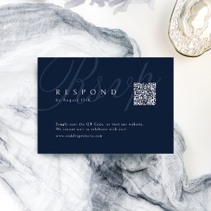 QR-Code für Hochzeiten von Navy Classic Elegance C RSVP Karte