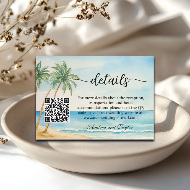 QR-Code für Hochzeiten von Strand und Palmen Begleitkarte (Von Creator hochgeladen)