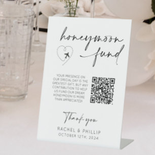 QR-Code für Hochzeitsempfehlung für Honeymoon Fund Sockelschild