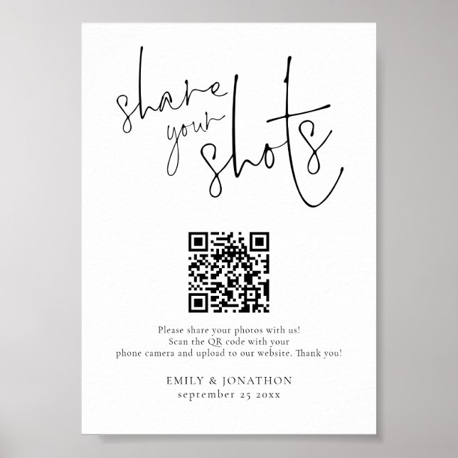 QR-Code für Hochzeitsskripte Foto teilen Ihre Aufn Poster (Vorne)