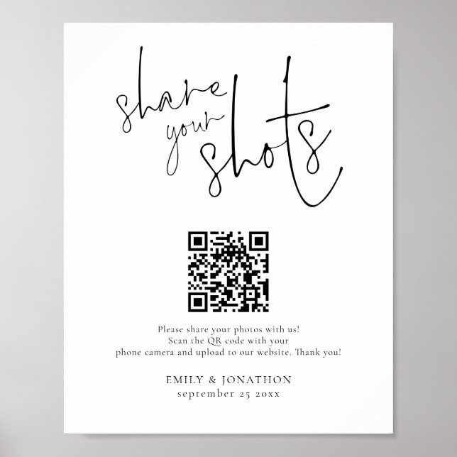 QR-Code für Hochzeitsskripte Foto teilen Ihre Aufn Poster (Vorne)