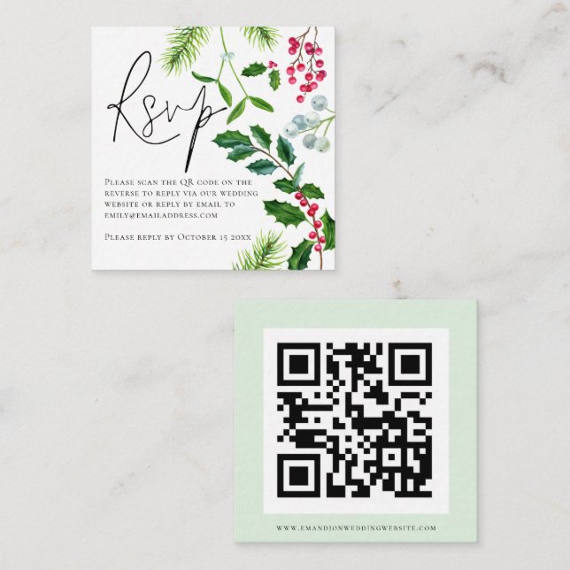 QR-Code für Hochzeitsszenarien-RSVP-Gehäuse Begleitkarte (Vorne/Hinten)