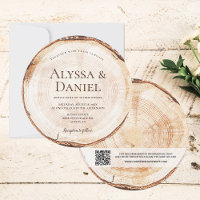 QR-Code für Holzschnitt rustikale Hochzeit