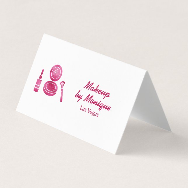 QR-Code für Hot Pink Glam Makeup Artist Visitenkarten (Vorderseite)