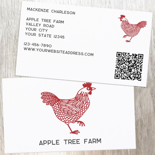 QR-Code für Hühnergeflügel Visitenkarte (Hen chicken poultry egg farm QR code personalized business card)