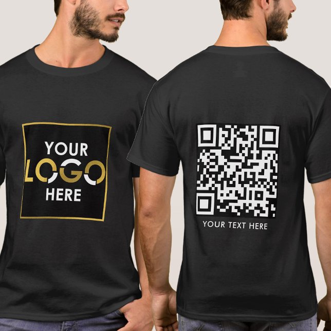 QR-Code für Ihr Logo - Werbe-Black T-Shirt (Business Your Logo QR Code Text Promotional Black T-Shirt)
