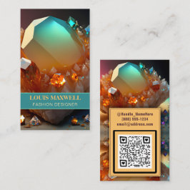 QR-Code für Iridescent Burst Abstrakt Citrine Visitenkarte
