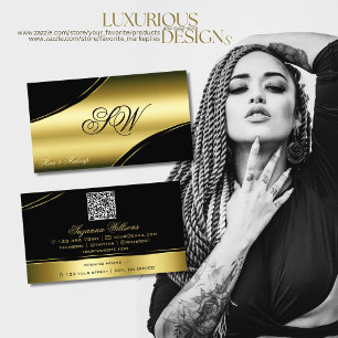 QR-Code für klassische schwarz gekleidete Linien Visitenkarte