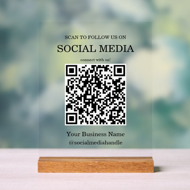 QR-Code für kleine Unternehmen Acrylschild (Neutral)