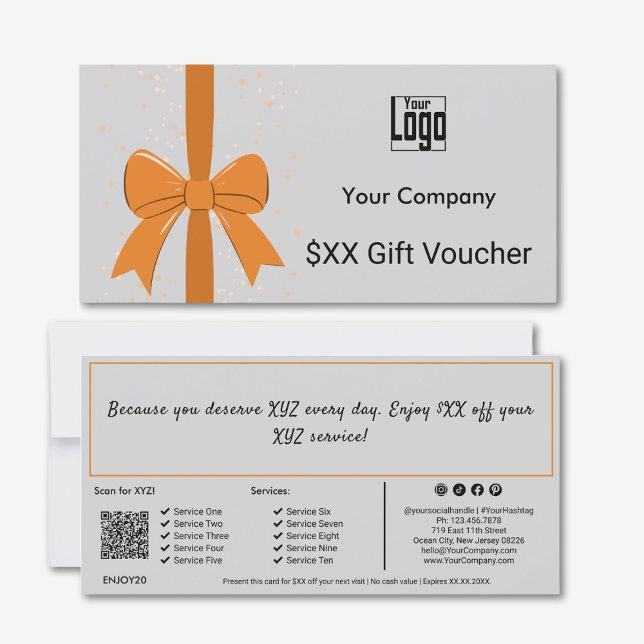 QR-Code für kleine Unternehmen Hinweis Gutscheinka (Small Business QR Code Note Gift Voucher Card)