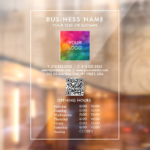 QR-Code für kundenspezifische Öffnungszeiten Große Fensteraufkleber