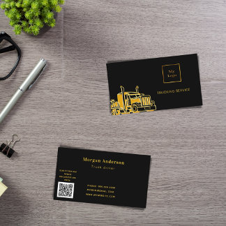 QR-Code für Lastkraftwagen mit schwarzem Gold Visitenkarte